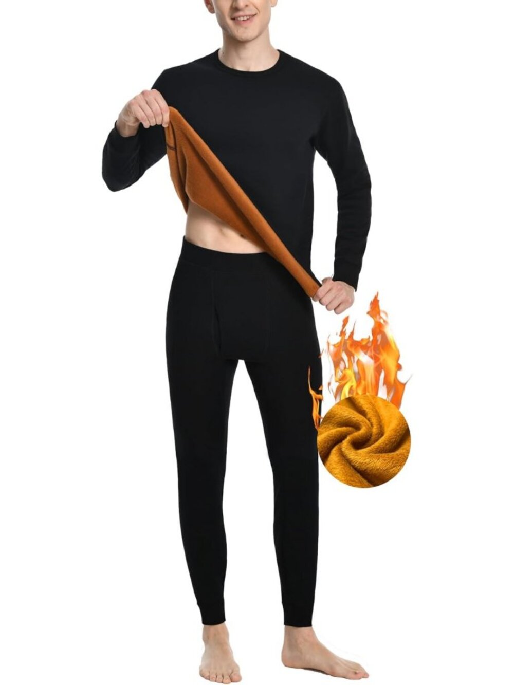 Men's Thermal Underwear Set | Thick Fleece Lined Baselayer for Extreme Cold